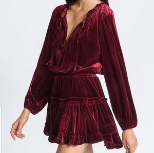 Misa Los Angeles mini dress in burgundy velvet